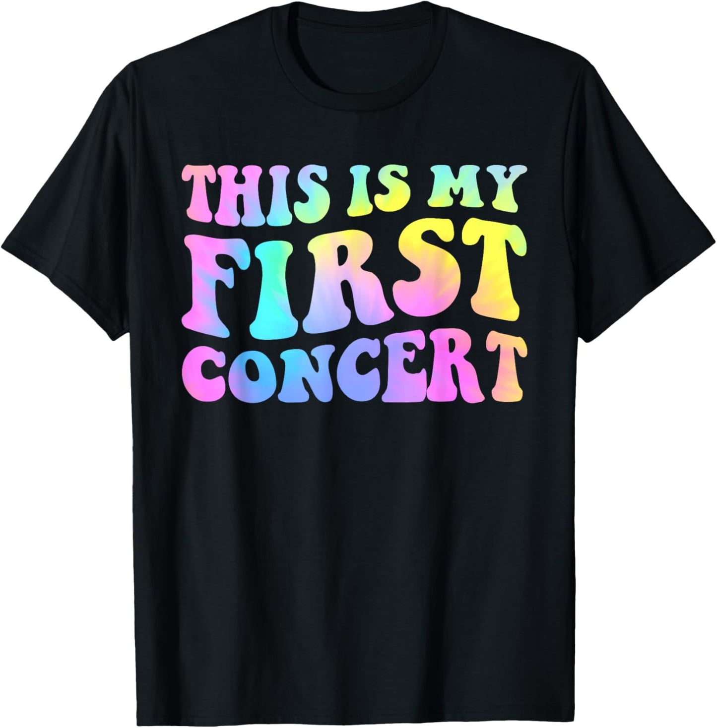 This Is My First Concert Groovy Tie Dye Kids Music Event T-Shirt - T-Shirt | Black