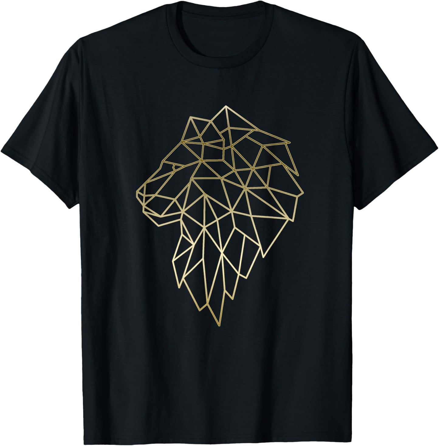 Lion Geometric abstract Gold Lion polygonal T-Shirt - T-Shirt | Black