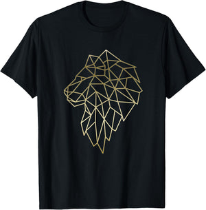 Lion Geometric abstract Gold Lion polygonal T-Shirt - T-Shirt | Black