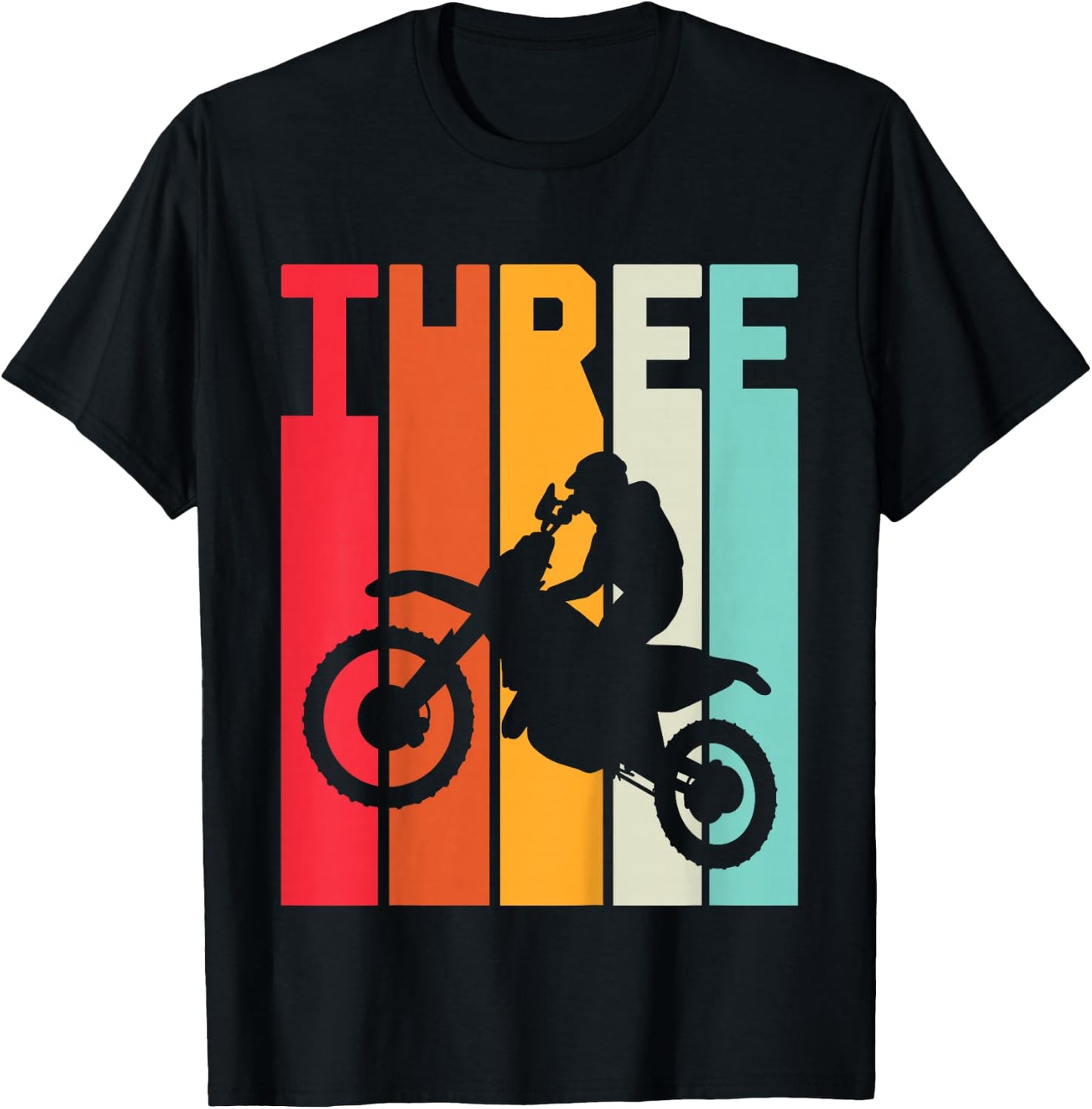 3th Birthday Retro Motocross 3 Years Boys Girl Dirt Bike T-Shirt - T-Shirt | Black