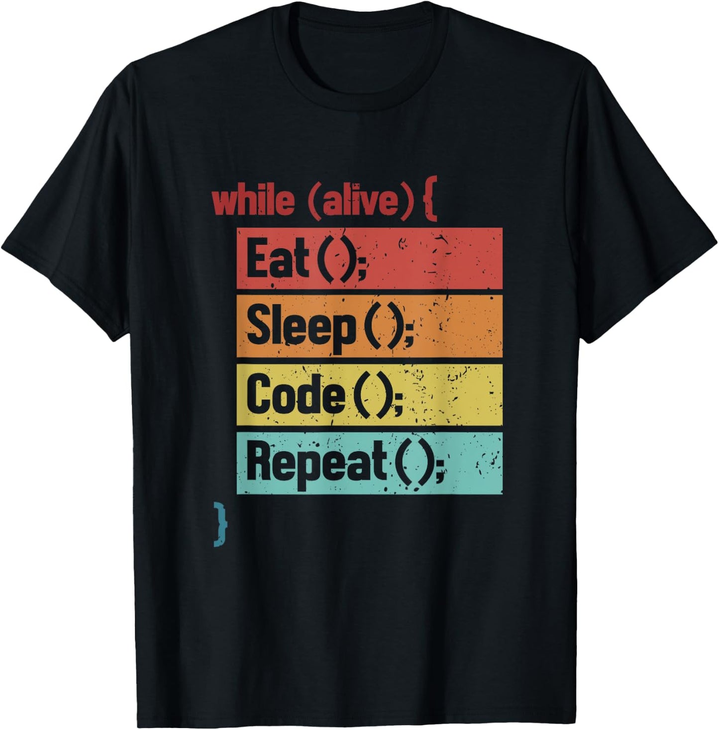 Eat Sleep Code Repeat Full Stack Coder Software Developer T-Shirt - T-Shirt | Black