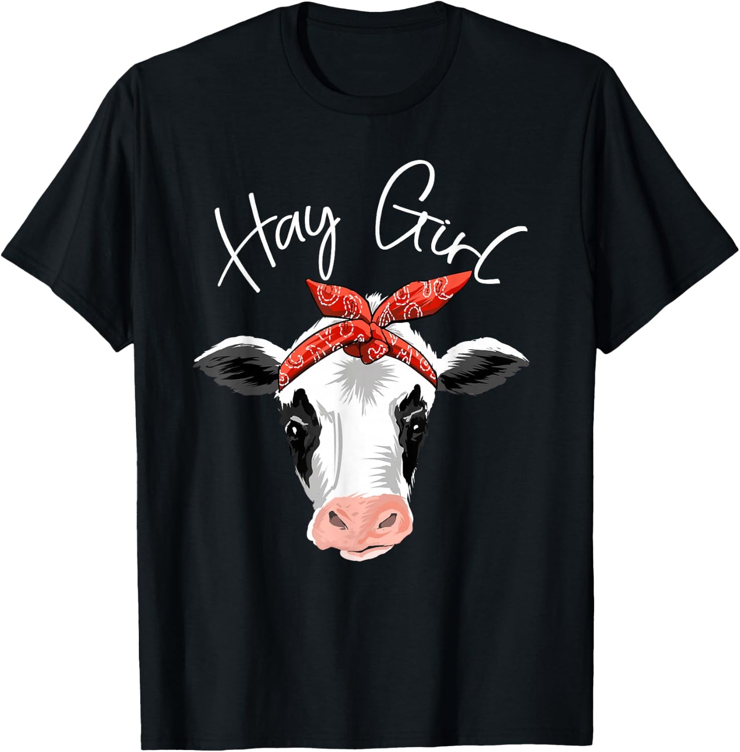Hay Girl Farmer Funny Cattle Cow Farm Lovers Gift Women Kids T-Shirt - T-Shirt | Black