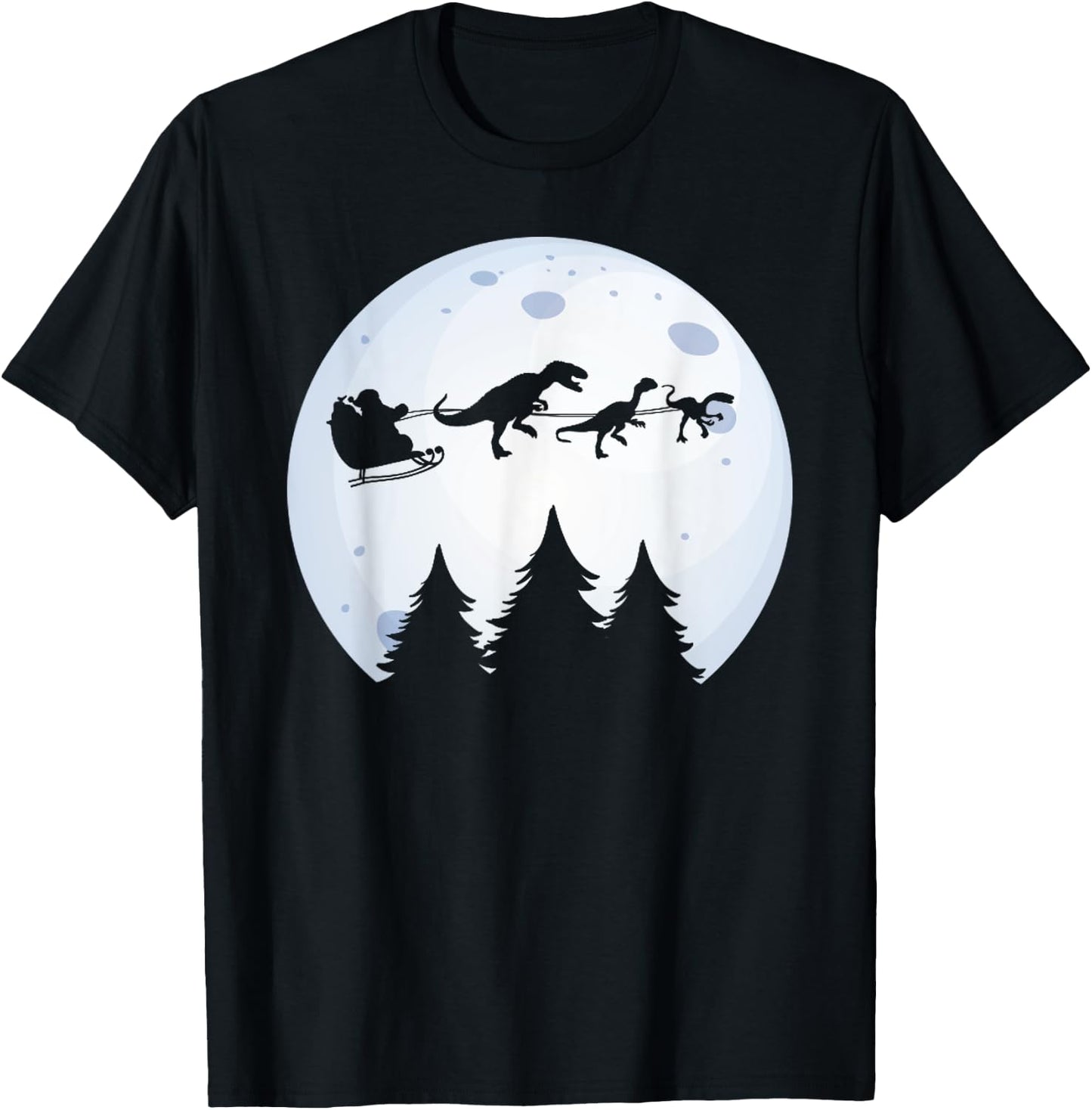 Christmas Dinosaur - Santa Claus Moon & Dinos for Boys T-Shirt - T-Shirt | Black