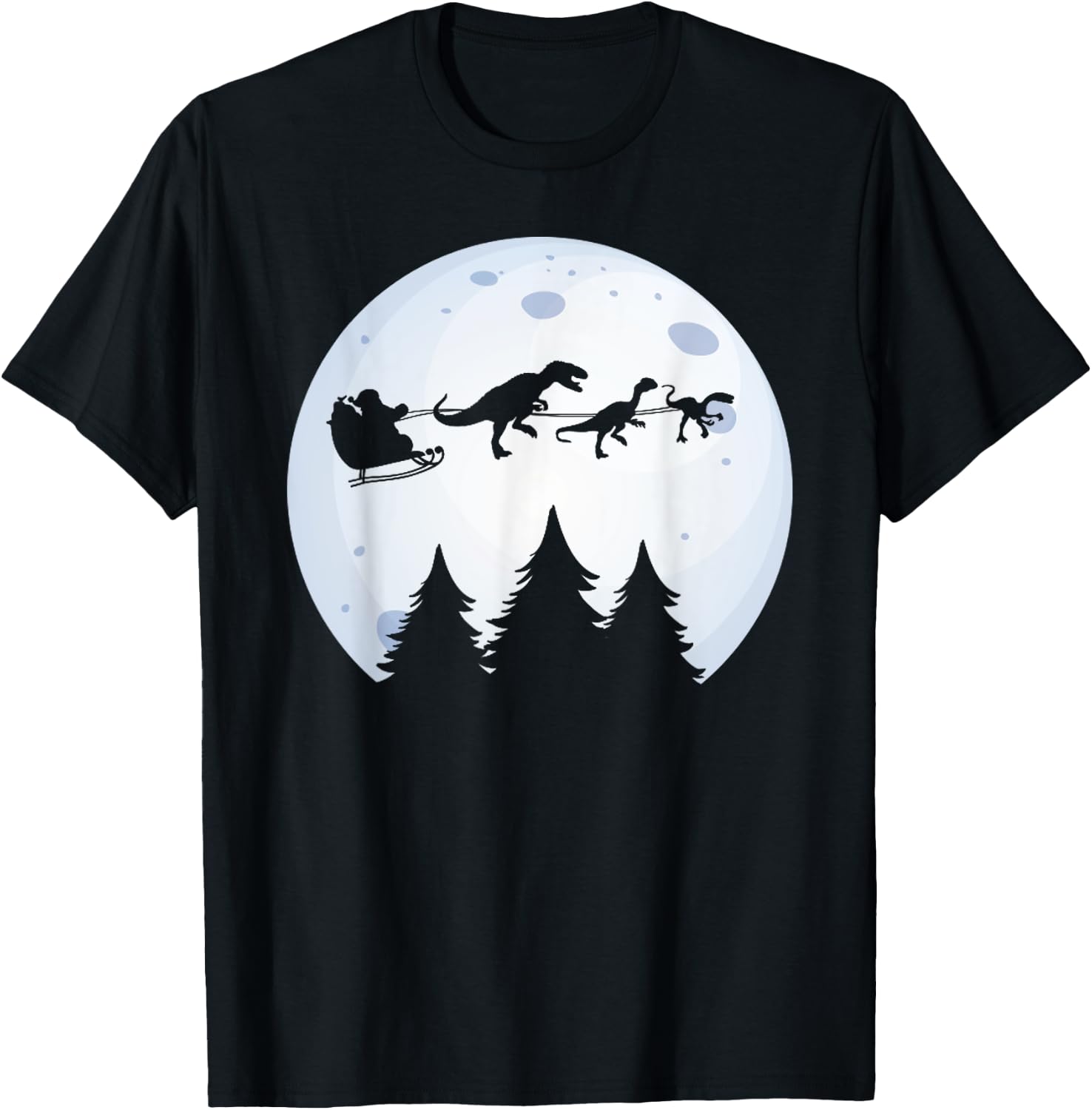 Christmas Dinosaur - Santa Claus Moon & Dinos for Boys T-Shirt - T-Shirt | Black