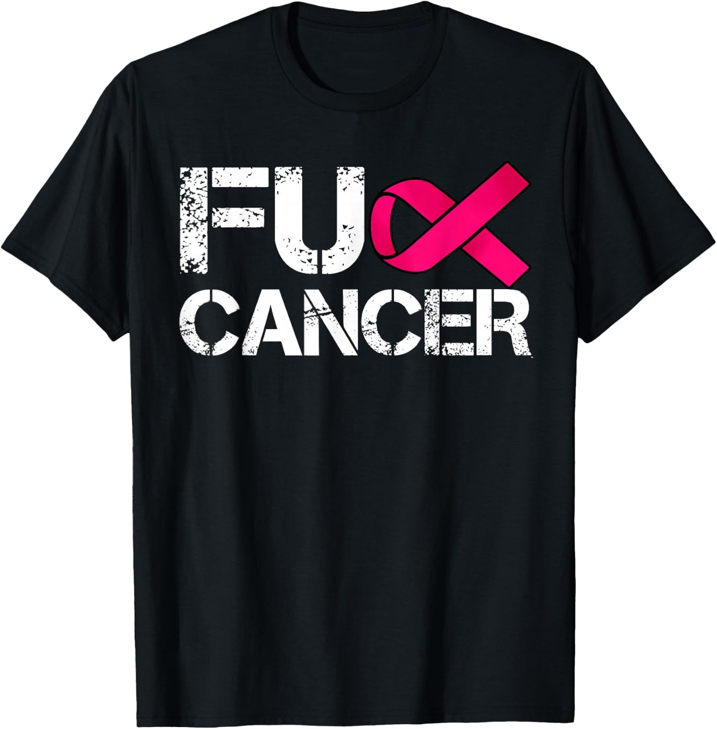 Fuck Cancer I Hate Cancer Breast Cancer Awareness Men T-Shirt - T-Shirt | Black
