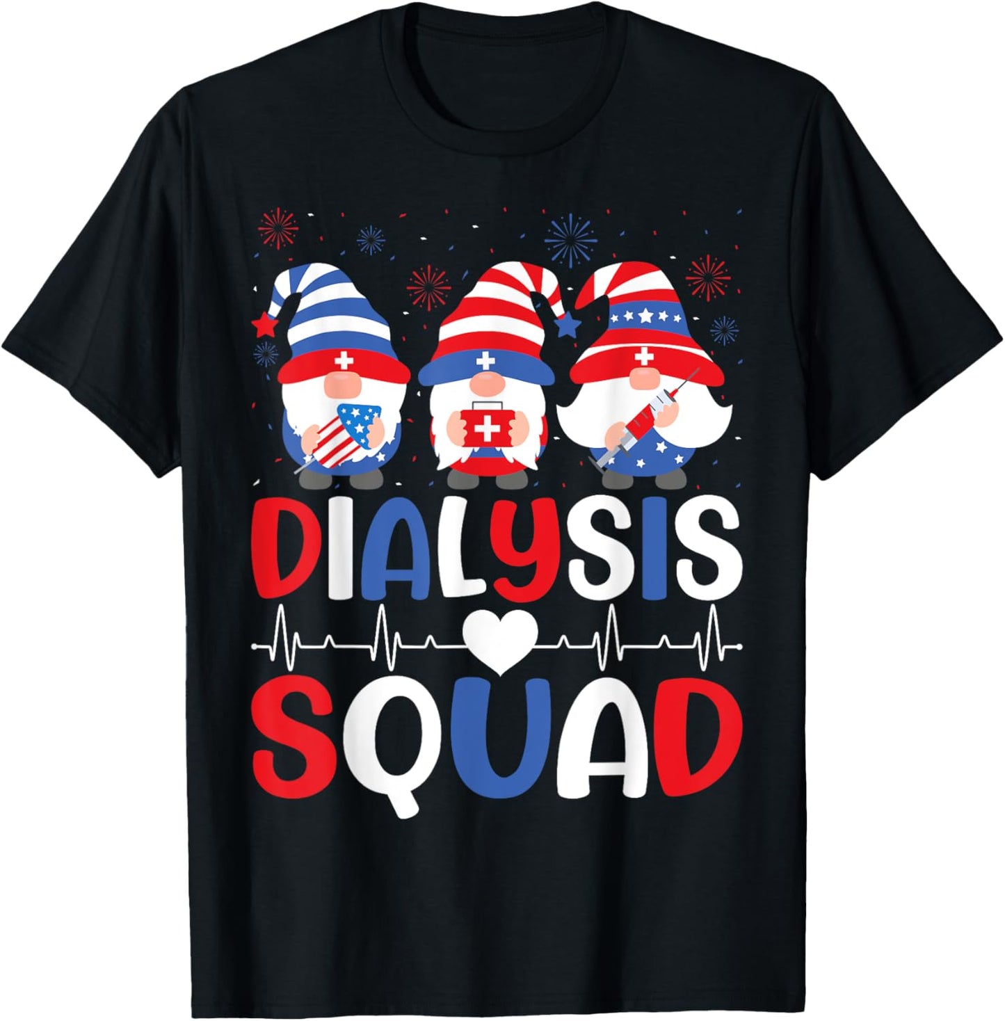 4th Of July Dialysis Squad Gnomes USA Patriotic Nurse Men T-Shirt - T-Shirt | Black