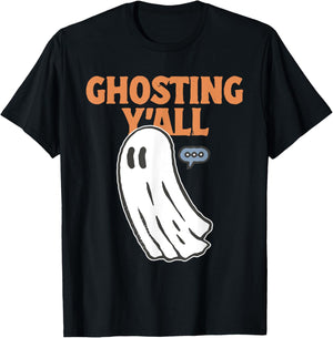 Ghosting Y'all Funny Ghost Halloween Lovers T-Shirt - T-Shirt | Black