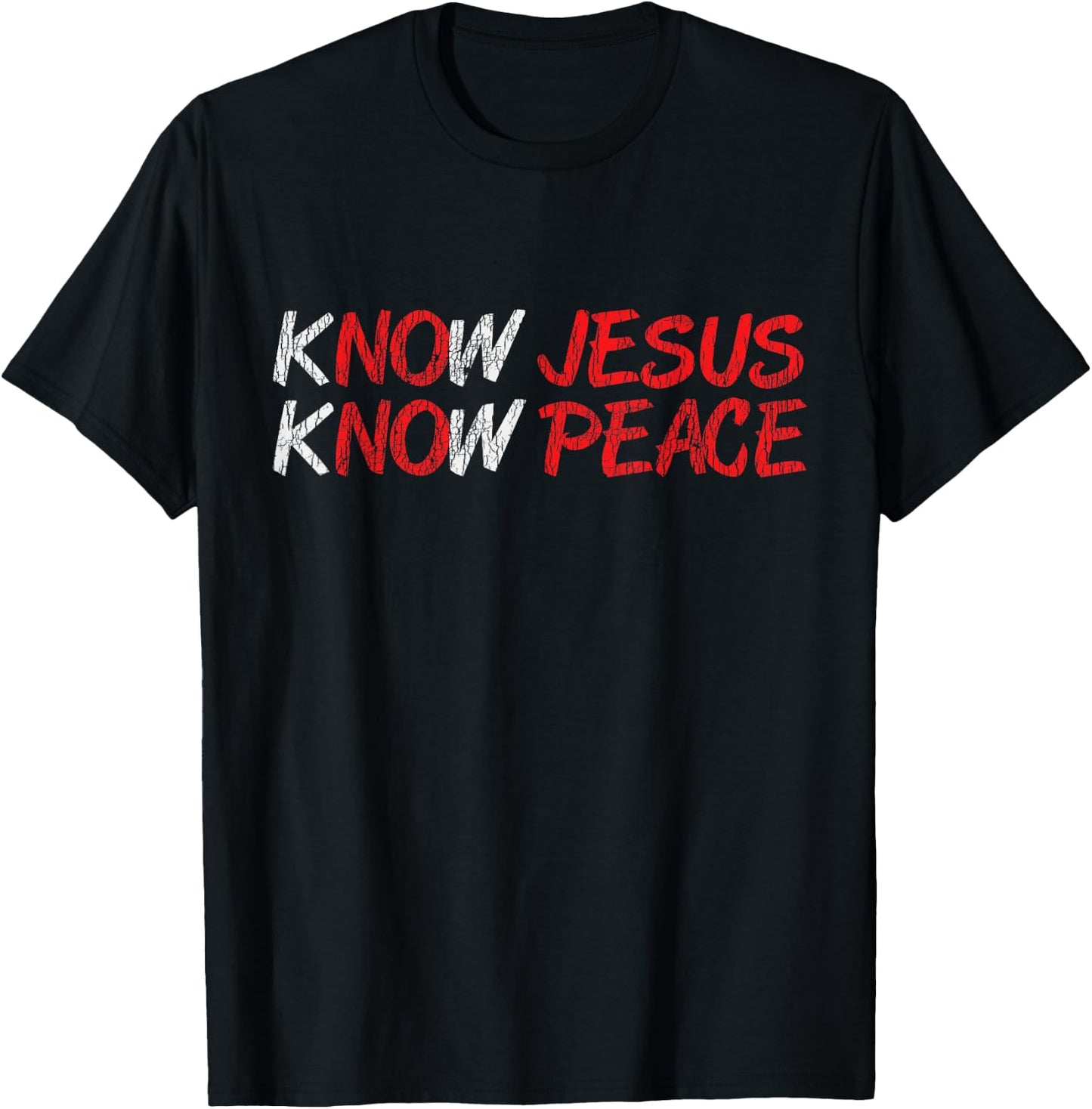 Vintage Know Jesus Know Peace Faith Religious Christian Gift T-Shirt - T-Shirt | Black