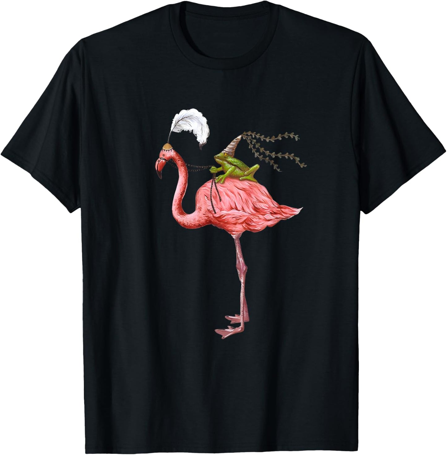 Frog and Flamingo Funny Frog and Flamingo T-Shirt - T-Shirt | Black