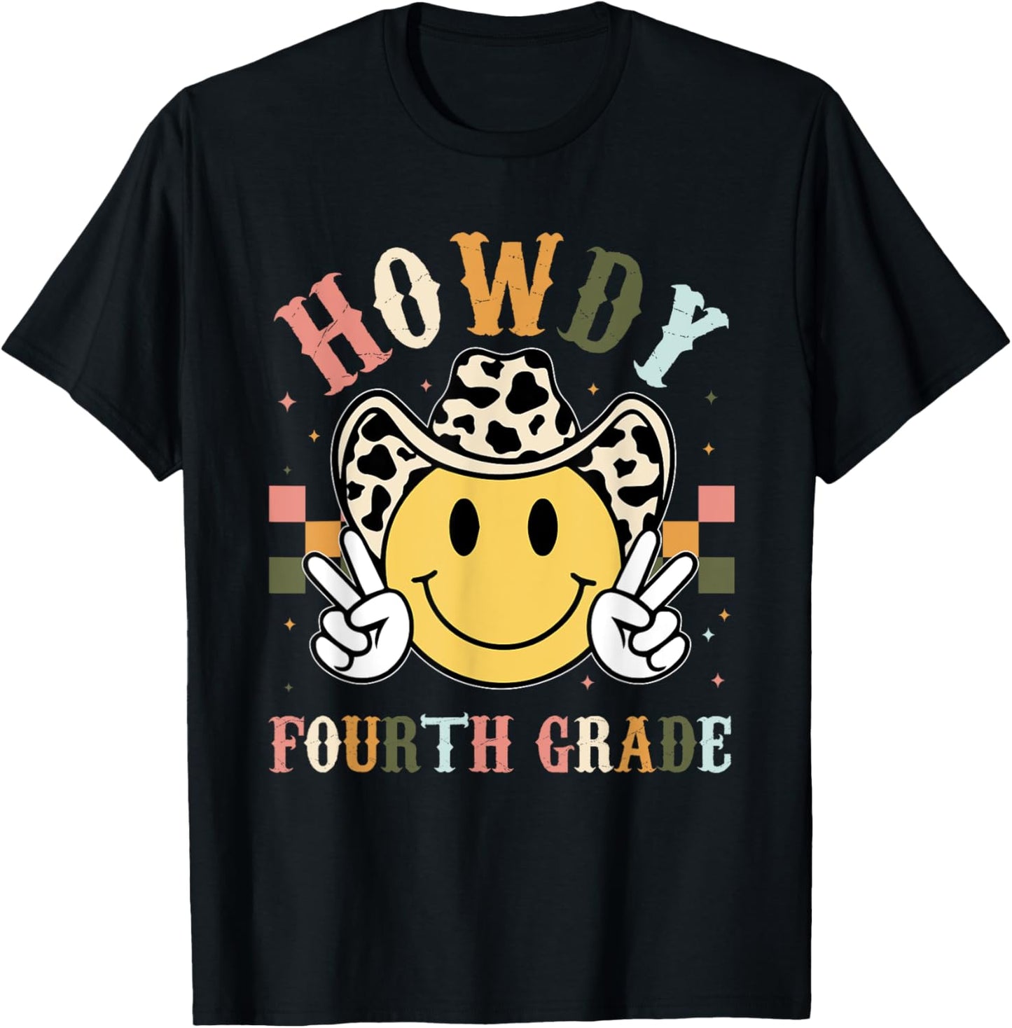 4th Grade Teacher Rodeo Country Western Howdy Fourth Grade Women Girls Kids T-Shirt - T-Shirt | Black