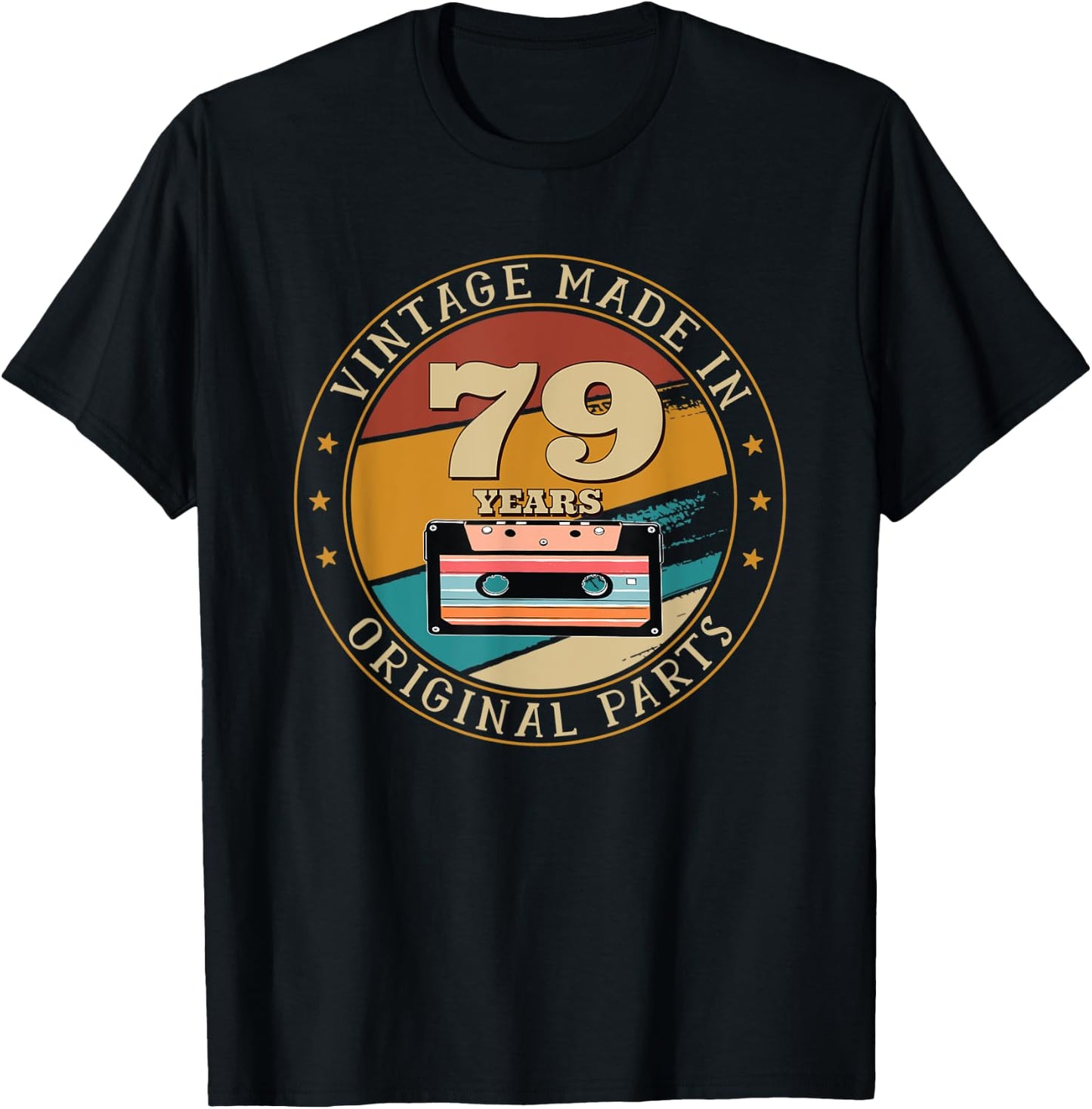 79th Happy Birthday Vintage Made Cassette Tape 79 Years Old T-Shirt - T-Shirt | Black