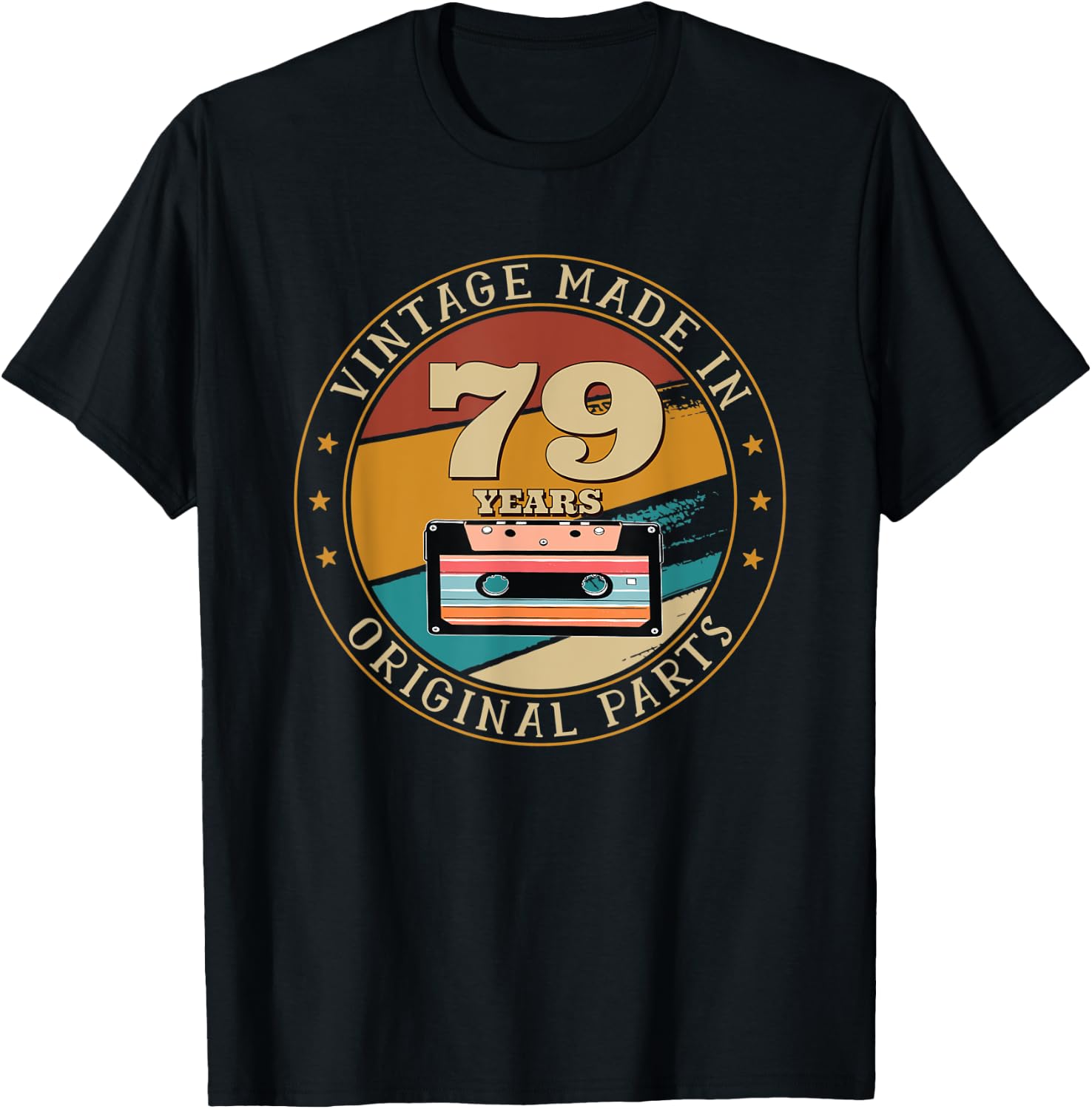 79th Happy Birthday Vintage Made Cassette Tape 79 Years Old T-Shirt - T-Shirt | Black