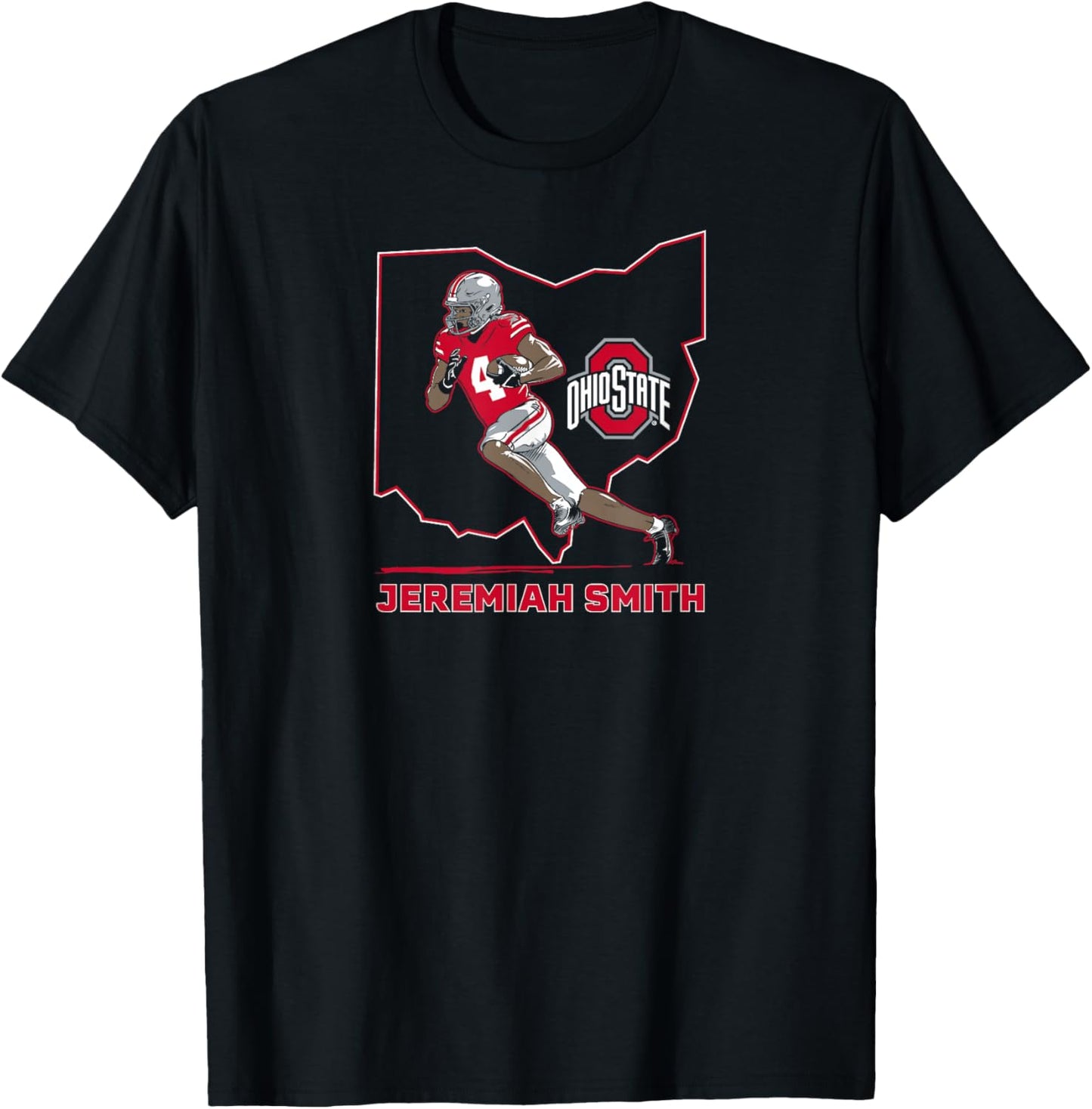 Ohio State Football: Jeremiah Smith State Star T-Shirt - T-Shirt | Black