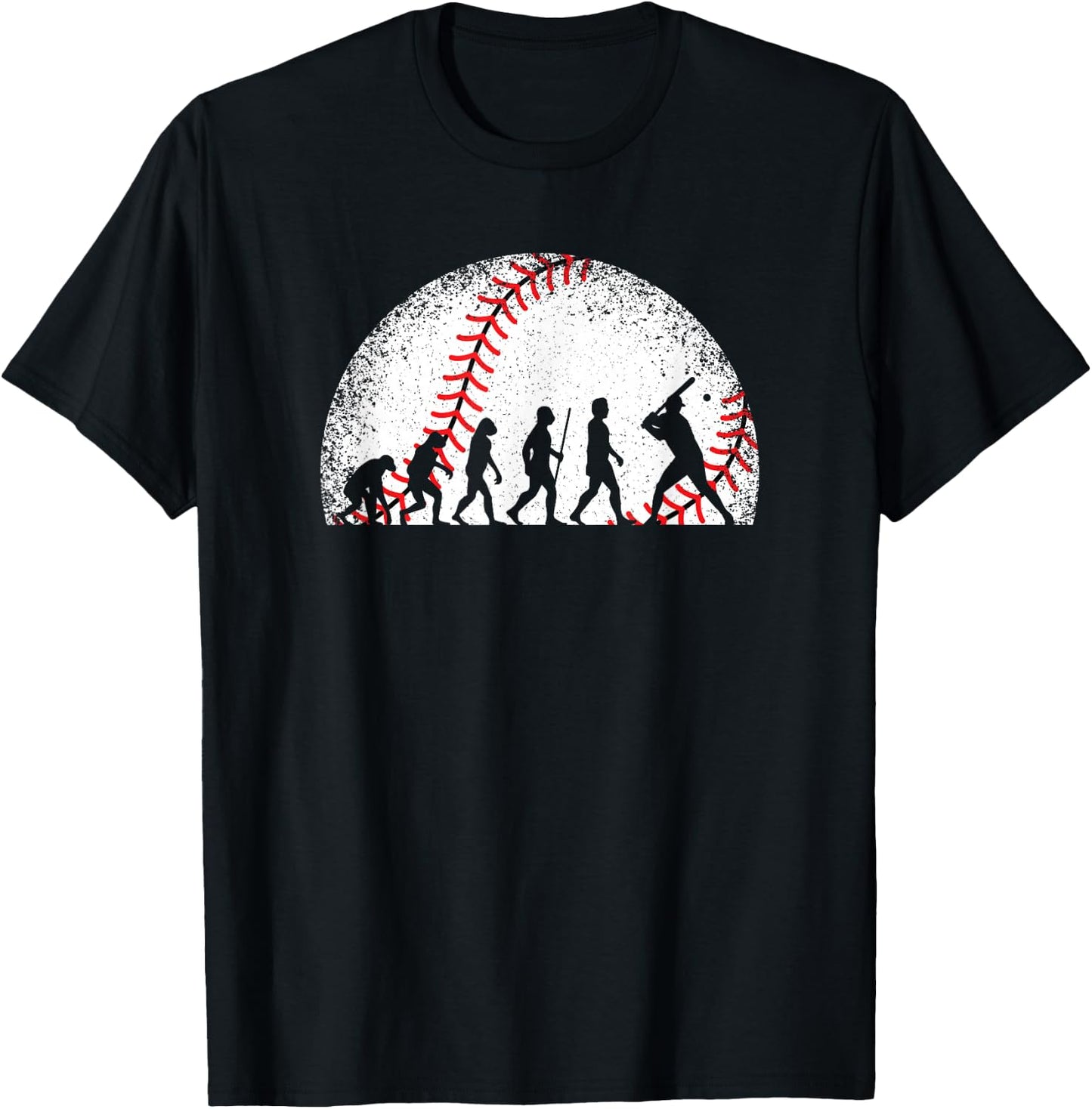 Baseball Evolution Vintage Baseball Player Men Boys T-Shirt - T-Shirt | Black