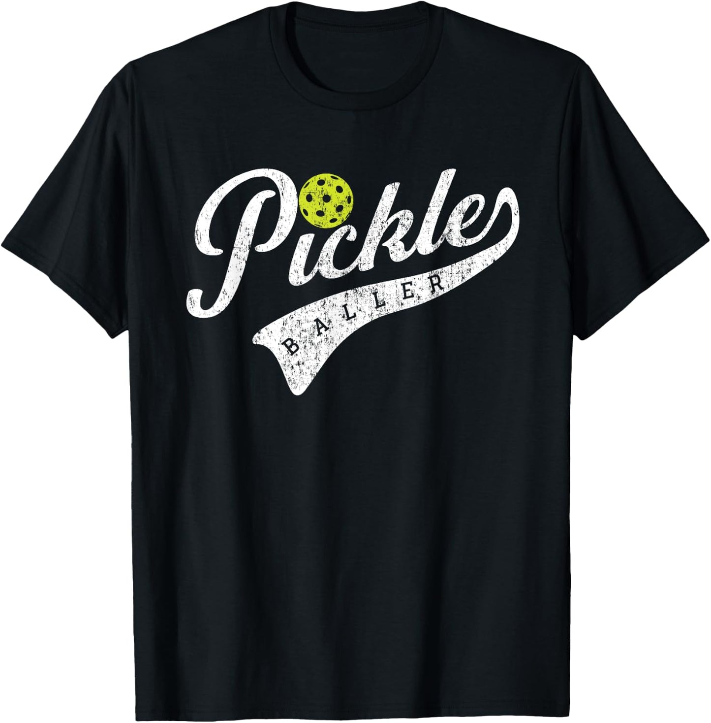 Pickle Baller, Cool Paddle Sports Pickleball Lover Vintage T-Shirt - T-Shirt | Black
