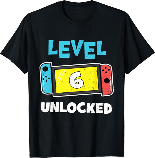 Level 6 unlocked Gamer 6th Birthday Gift Video Game lovers T-Shirt - T-Shirt | Black
