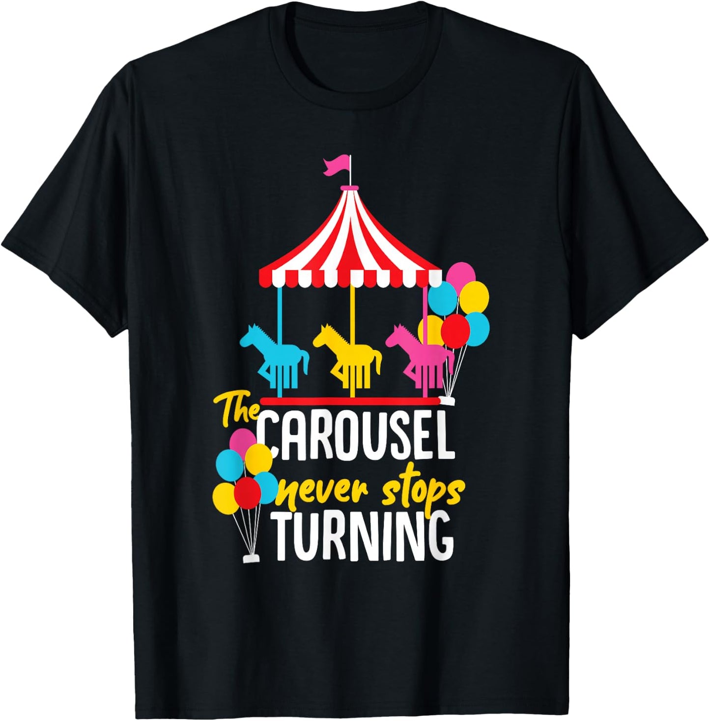 Carousel Horse Merry-Go-Round Design for Girls and Women T-Shirt - T-Shirt | Black