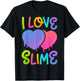 I Love Slime DIY Slime Lovers Kids Girls Boys Heart Rainbow T-Shirt - T-Shirt | Black