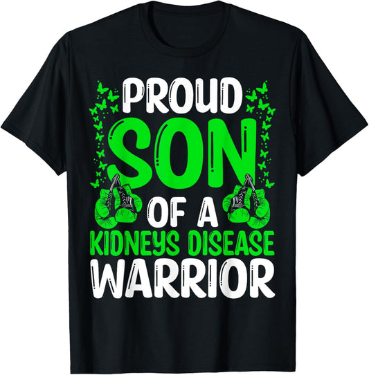 Proud Son of Kidneys Disease Warrior Awareness Ribbon T-Shirt - T-Shirt | Black