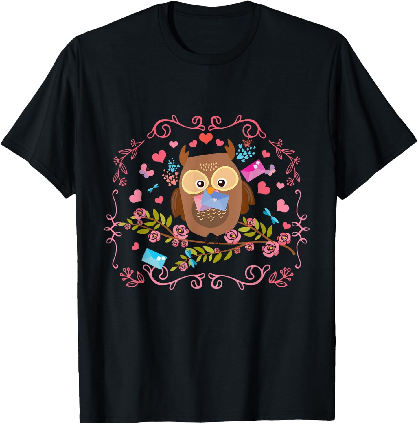 Cute Bird Toddlers Girls Gift Animal Owl T-Shirt - T-Shirt | Black
