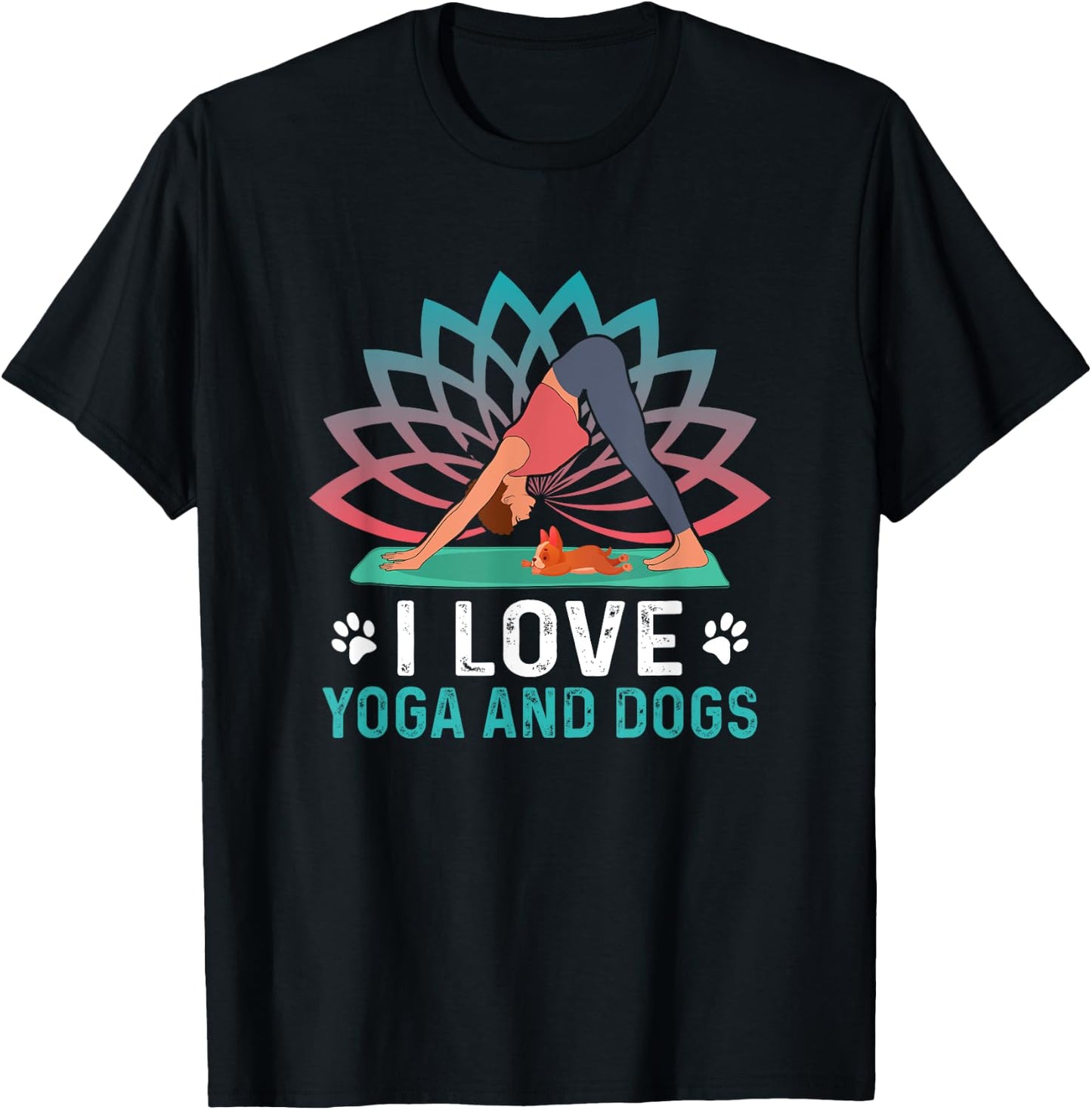 Yoga And Dogs Meditation Women Yoga Saying Funny Yoga Dog T-Shirt - T-Shirt | Black