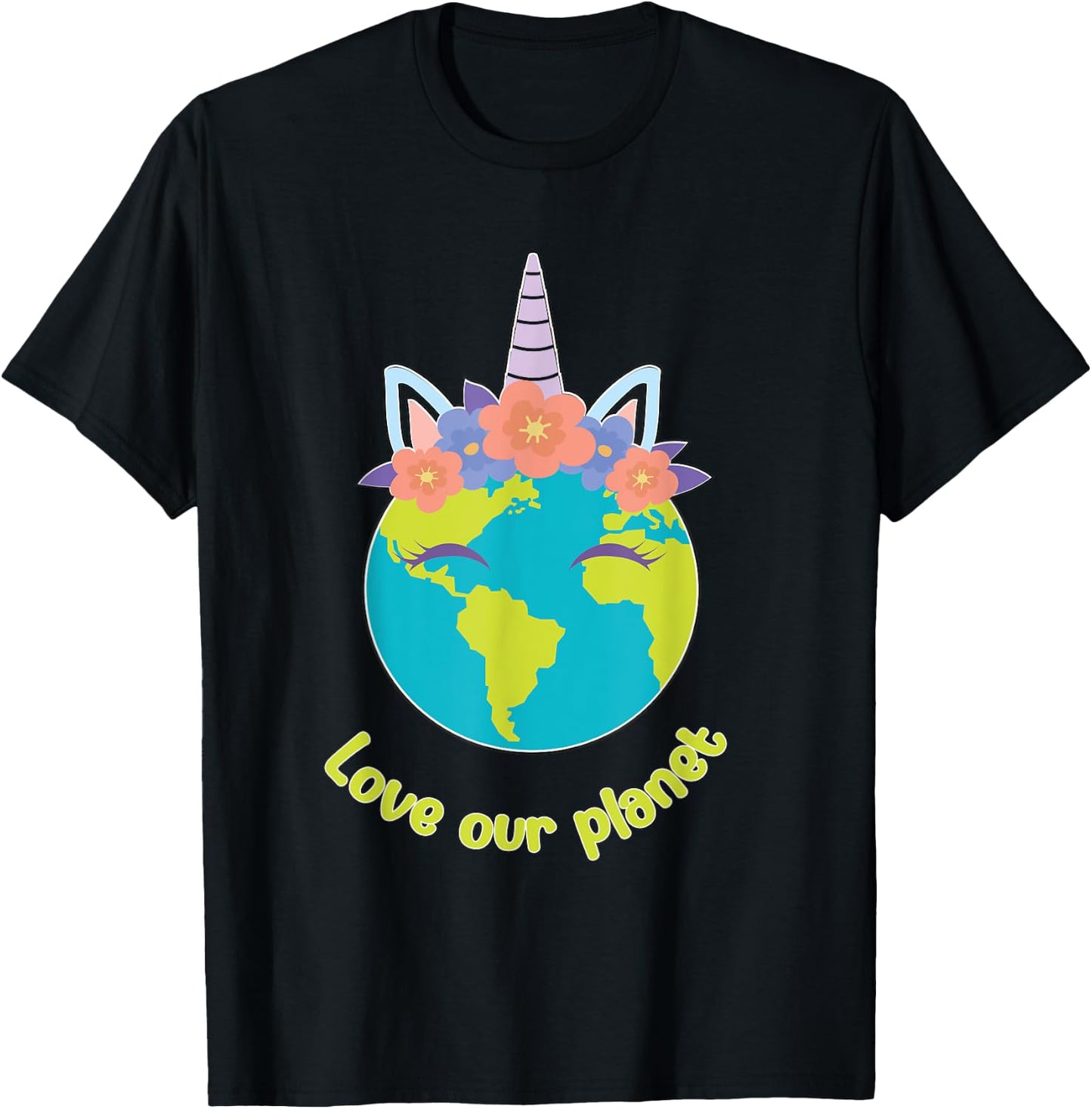 Boys Girl Earth Day 2025 Toddler Kids Unicorn Face T-Shirt - T-Shirt | Black