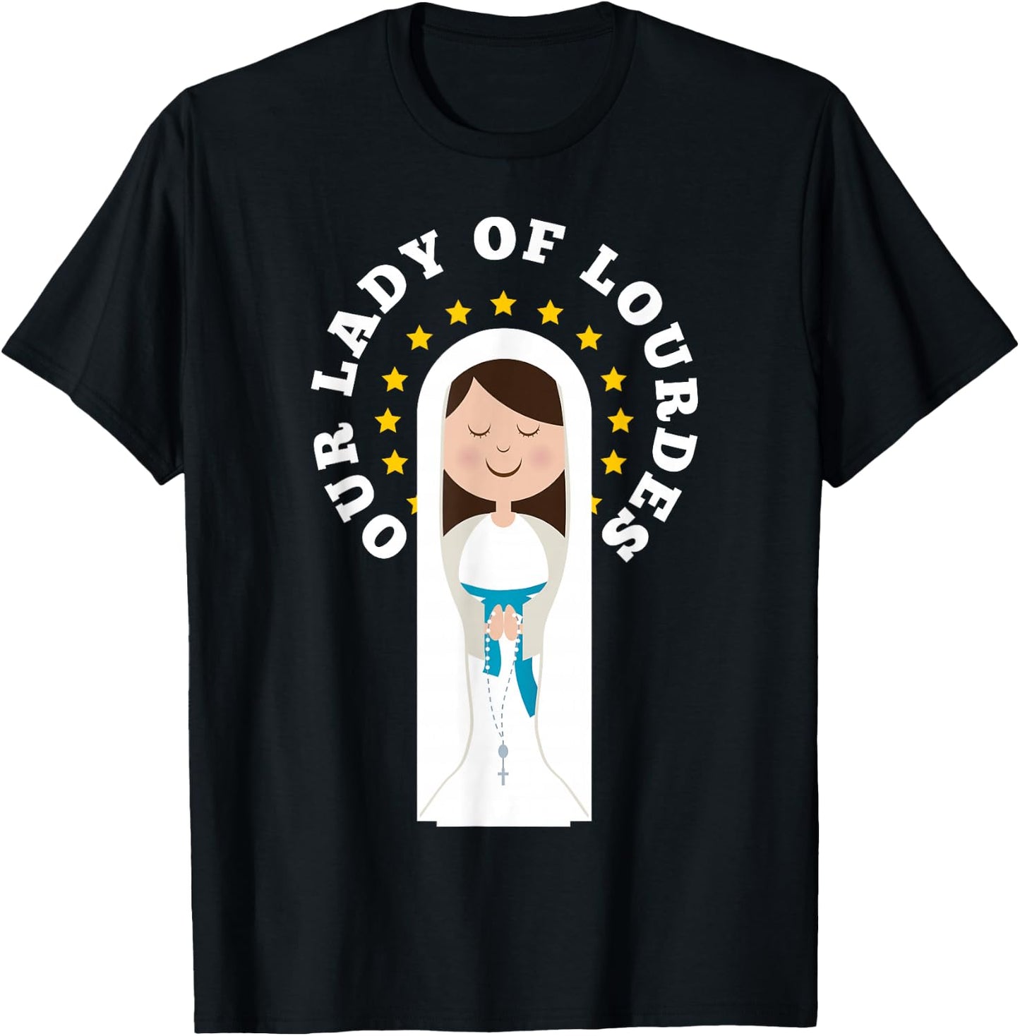 Our Lady Lourdes Immaculate Conception Mary Catholic Kids T-Shirt - T-Shirt | Black