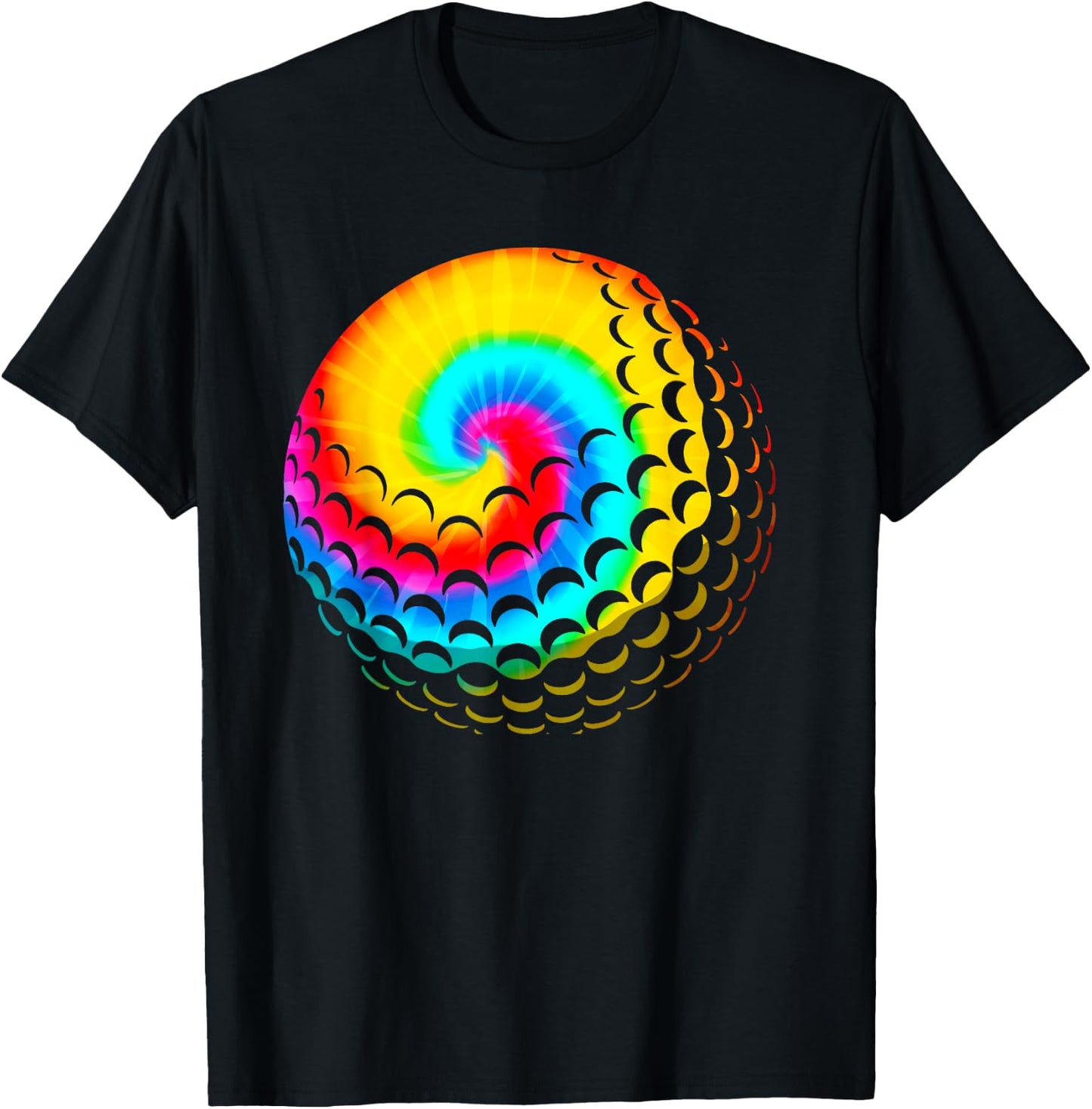 Cute Tie Dye Golf Gift Men Women Funny Rainbow Colored Ball T-Shirt - T-Shirt | Black
