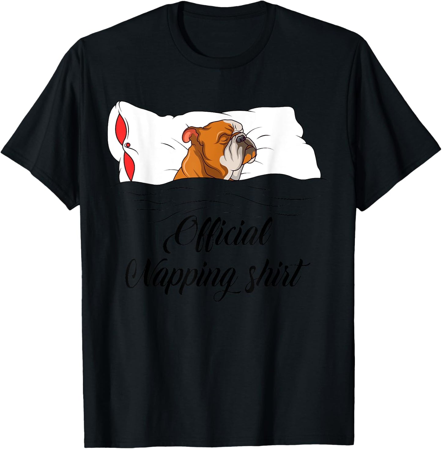 Sleeping English Bulldog Pyjamas Gift Official Napping T-Shirt - T-Shirt | Black