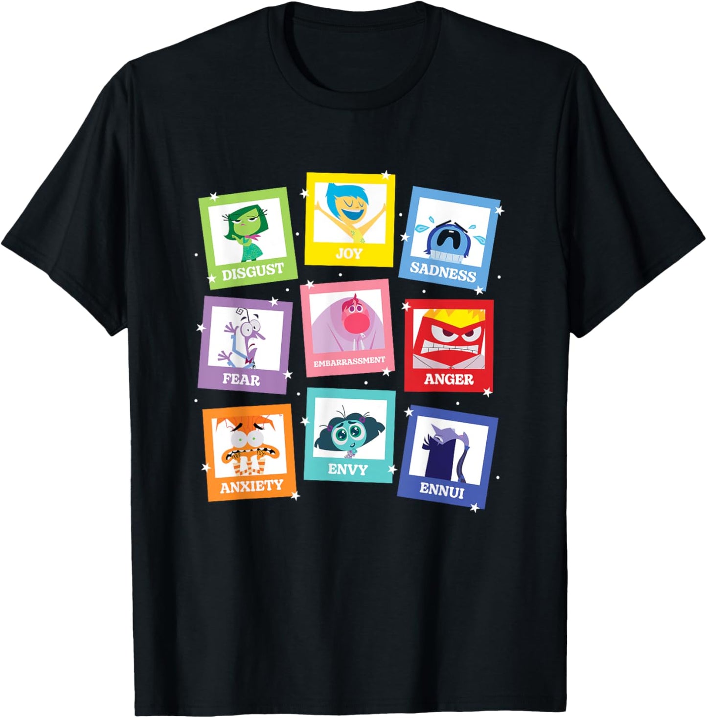 Disney Pixar Inside Out 2 Iconic Characters Big Chest Panels T-Shirt - T-Shirt | Black