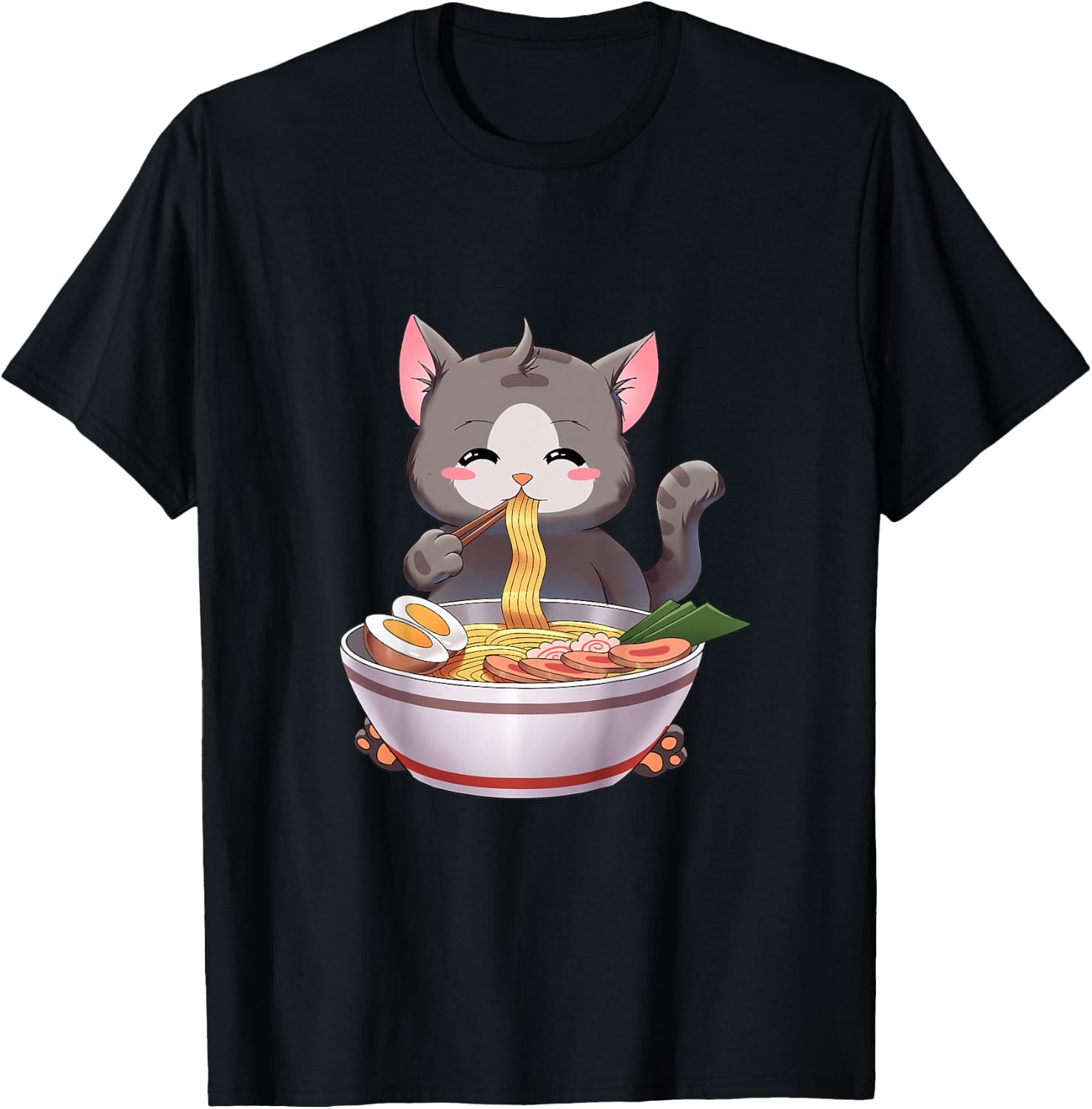 Kids Children Ramen Cat Japanese Gift Kawaii Anime for toddler T-Shirt - T-Shirt | Black