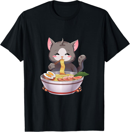 Kids Children Ramen Cat Japanese Gift Kawaii Anime for toddler T-Shirt - T-Shirt | Black