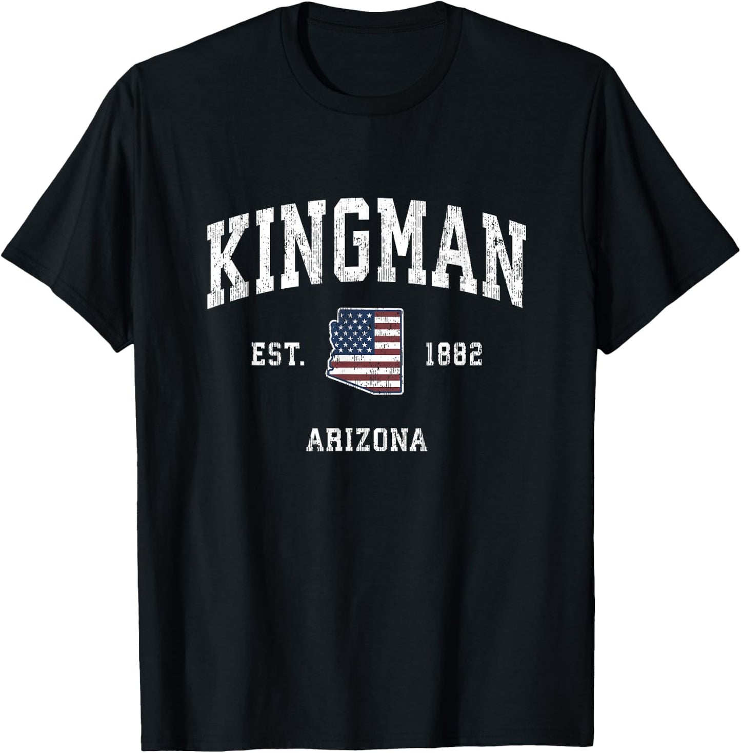 Kingman Arizona AZ Vintage American Flag Sports Design T-Shirt - T-Shirt | Black