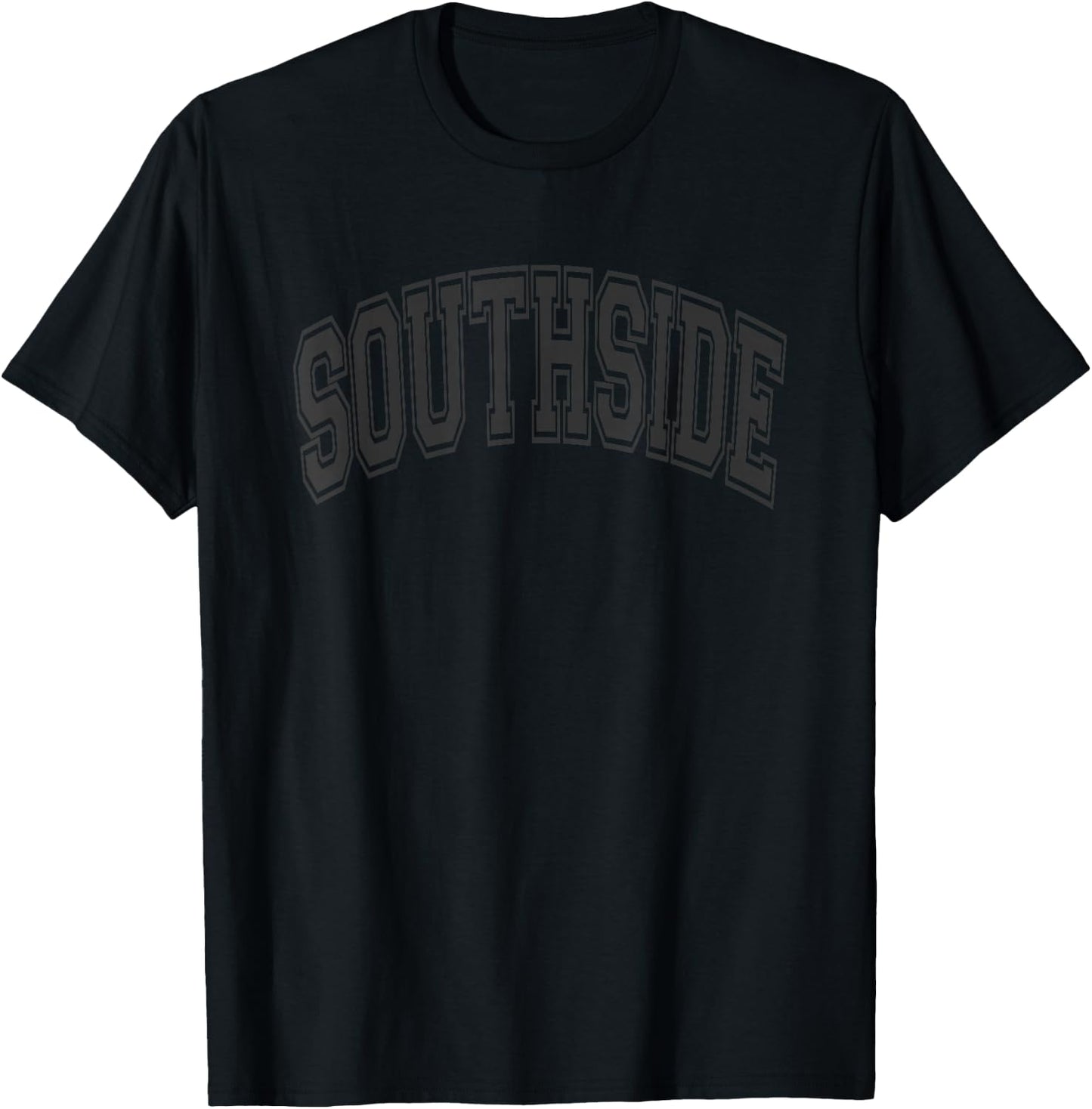 Southside Arched Style Black Text and Outline T-Shirt - T-Shirt | Black