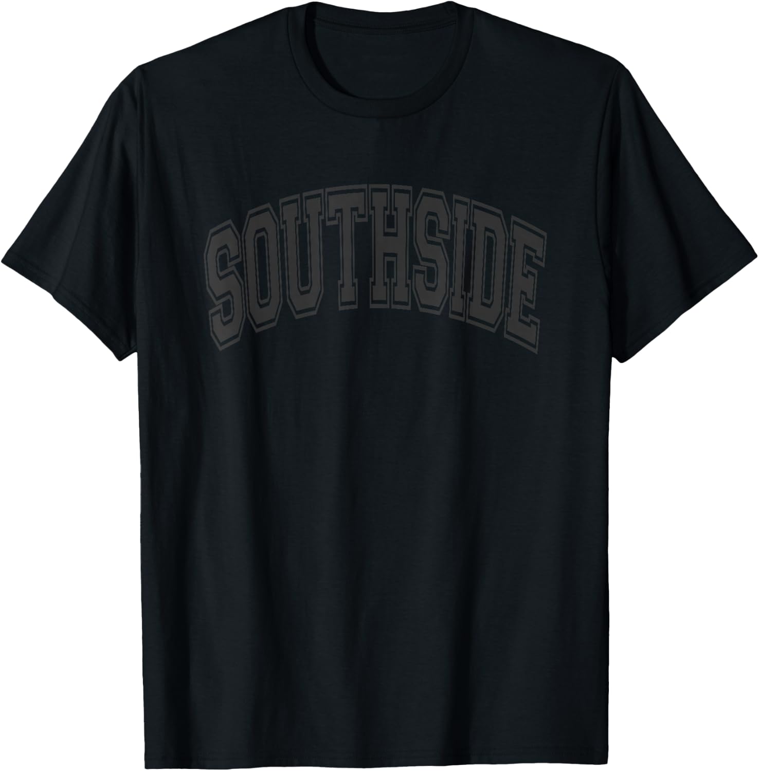 Southside Arched Style Black Text and Outline T-Shirt - T-Shirt | Black