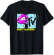 Mademark x MTV - Retro 1980s Pink Lips Checkered Kiss T-Shirt - T-Shirt | Black