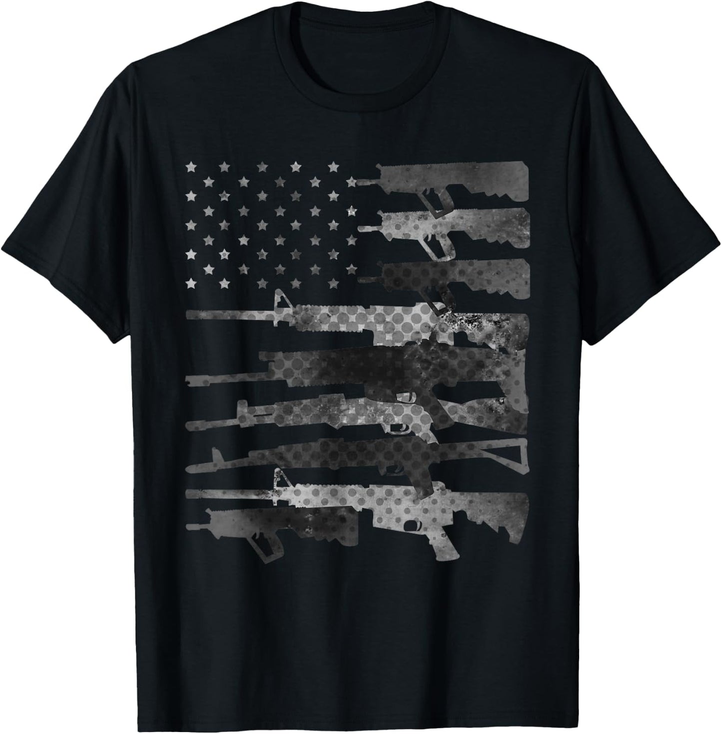 Grey American Flag Guns Vintage Patriotic US Pro-Gun Men T-Shirt - T-Shirt | Black