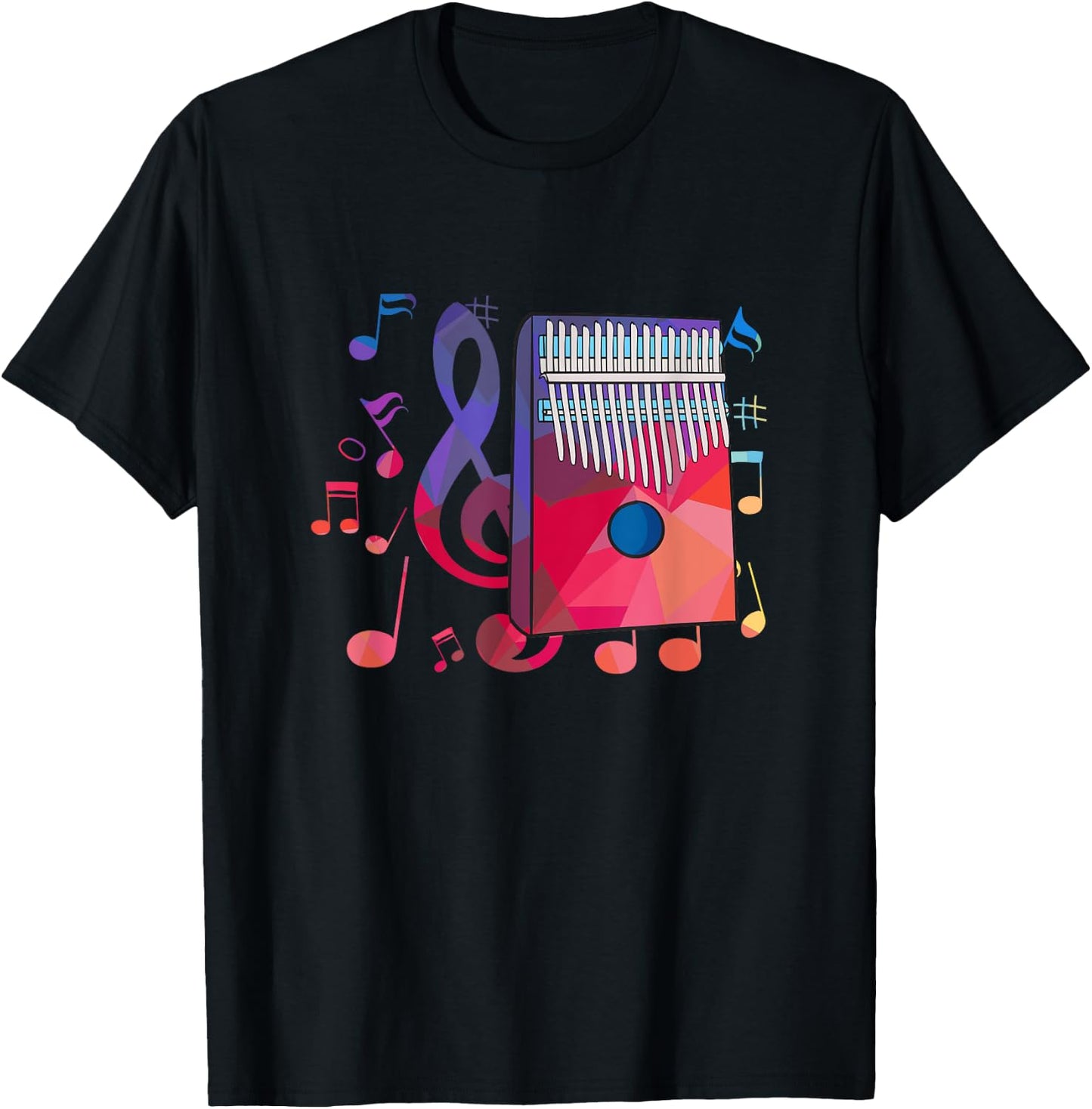 Colorful Idiophone Design for Kalimba Players T-Shirt - T-Shirt | Black