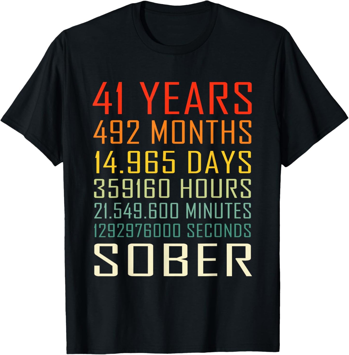 41 Year Sobriety Anniversary Vintage 41 Years Sober T-Shirt - T-Shirt | Black