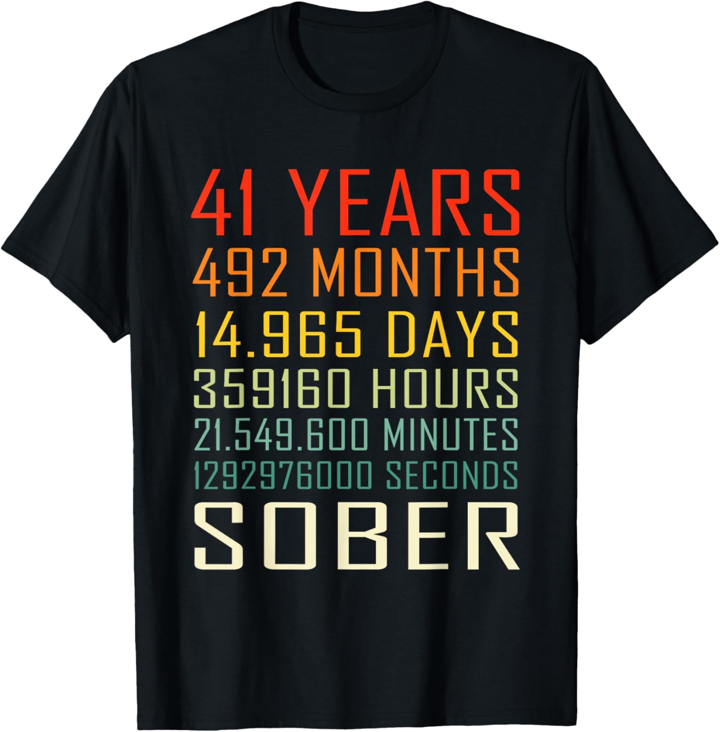 41 Year Sobriety Anniversary Vintage 41 Years Sober T-Shirt - T-Shirt | Black