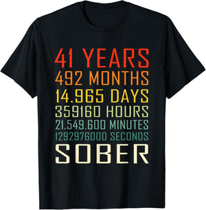 41 Year Sobriety Anniversary Vintage 41 Years Sober T-Shirt - T-Shirt | Black