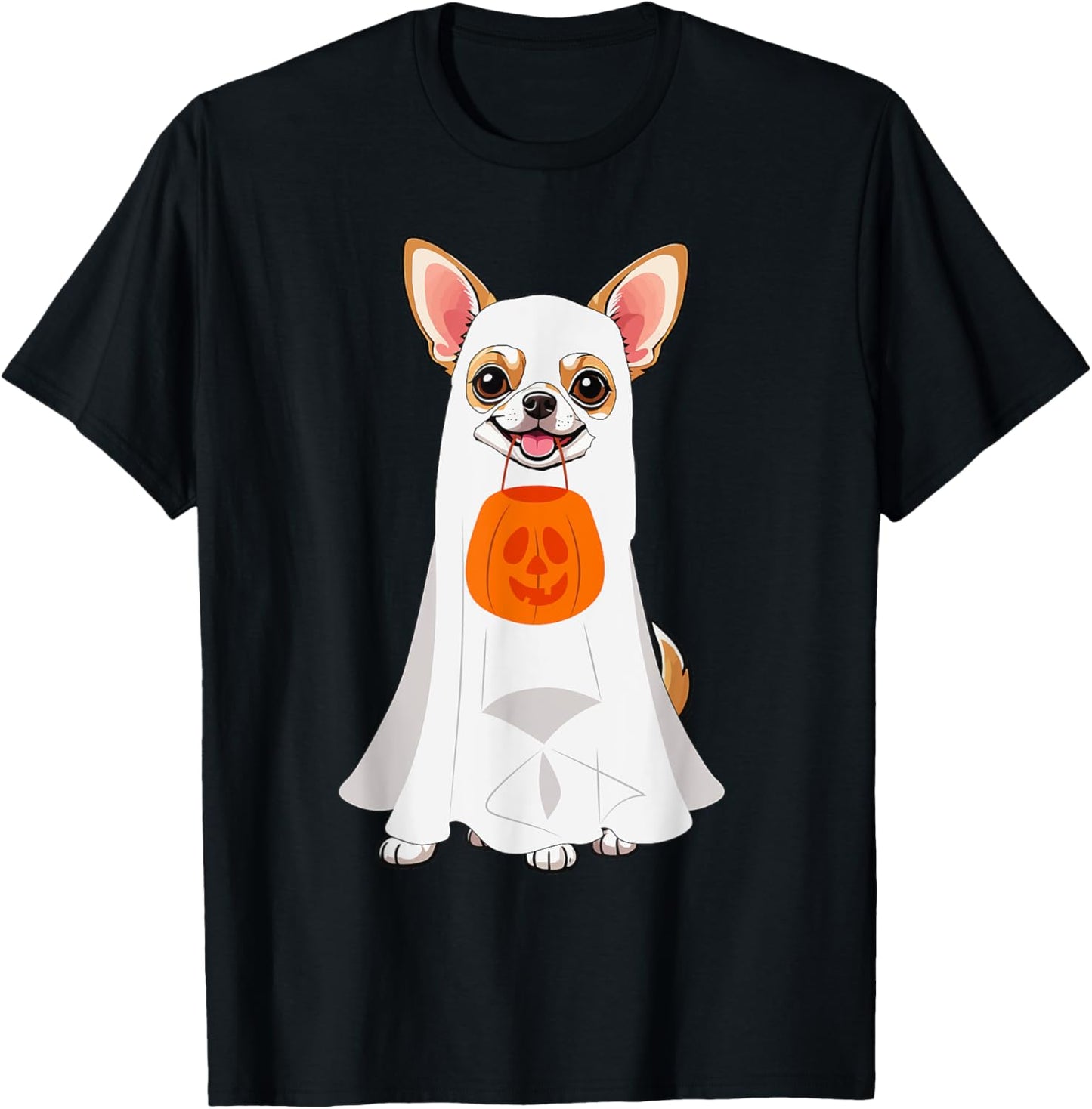 Chihuahua Ghost Pumpkin Halloween Fall Dog Lover Women Men T-Shirt - T-Shirt | Black