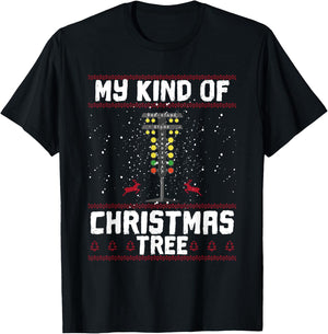 My Kind Of Christmas Tree Drag Racing Funny Xmas Racer T-Shirt - T-Shirt | Black