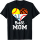 Ball Mom Funny Baseball Softball Volleyball Basketball Heart T-Shirt - T-Shirt | Black