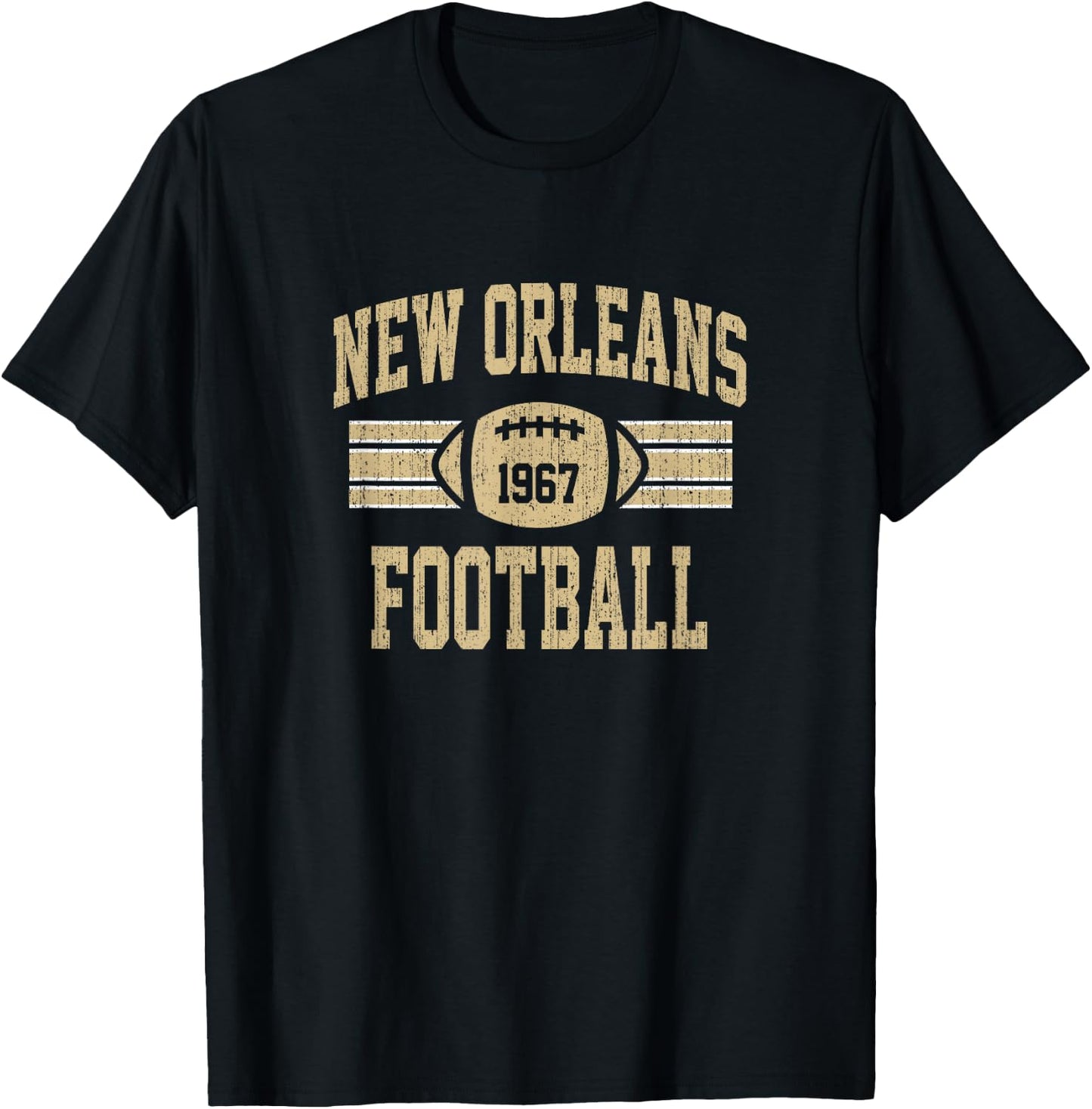 New Orleans Distressed Football Team Fan Small Bold Sports T-Shirt - T-Shirt | Black