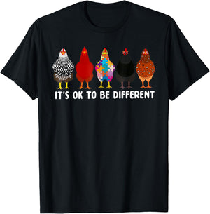 It's Ok To Be Different Cute Chicken Autism Awareness Month T-Shirt - T-Shirt | Black