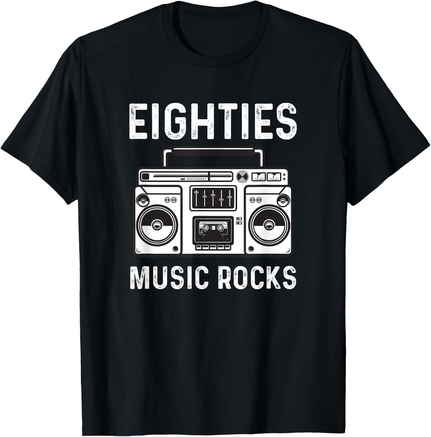 Eighties Music Rocks 80's Music T-Shirt - T-Shirt | Black