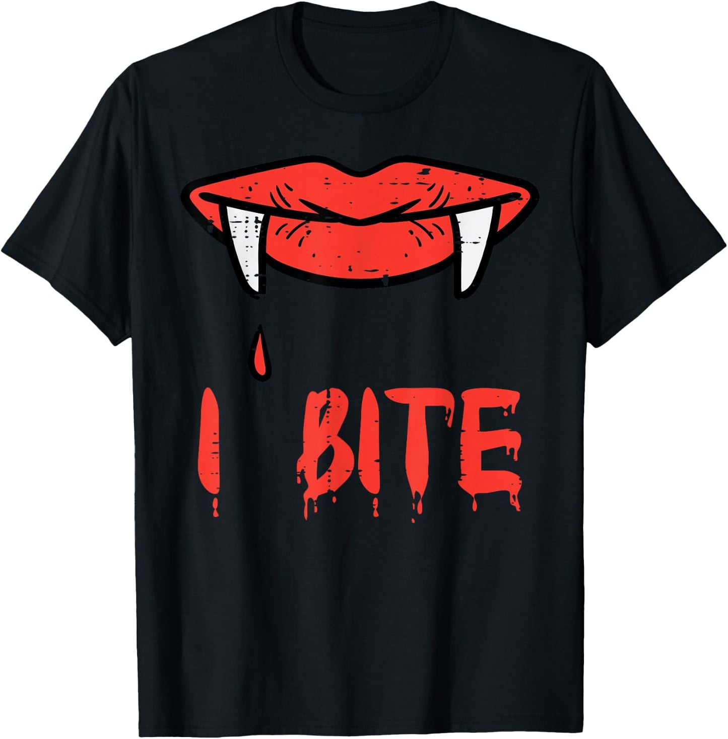 Halloween Vampire Lips I Bite Fangs Costume Women Girls Men T-Shirt - T-Shirt | Black