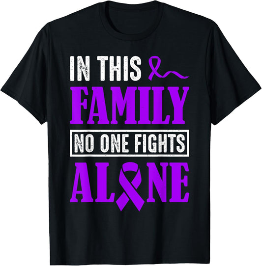 In This Family No Fights Alone Shirt Testicular Cancer Gifts T-Shirt - T-Shirt | Black