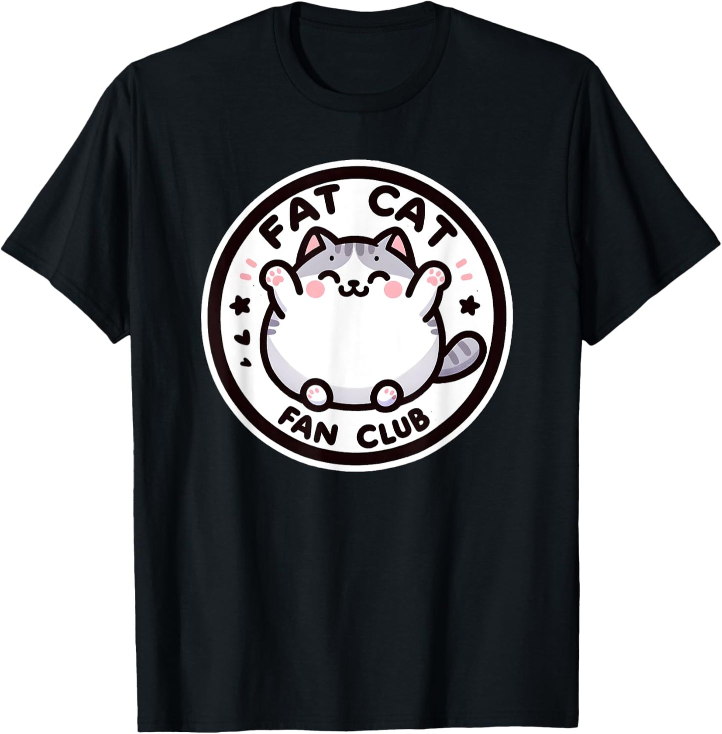 Fat Cat Fan Club Funny Feline Cat Lover Men Women Kids T-Shirt - T-Shirt | Black